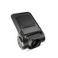 Black usb car dvr driving recorder camera with textured grip surface and metallic accents around the lens