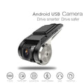 Black and silver android usb car dvr driving recorder camera with textured grip and circular speaker grille design