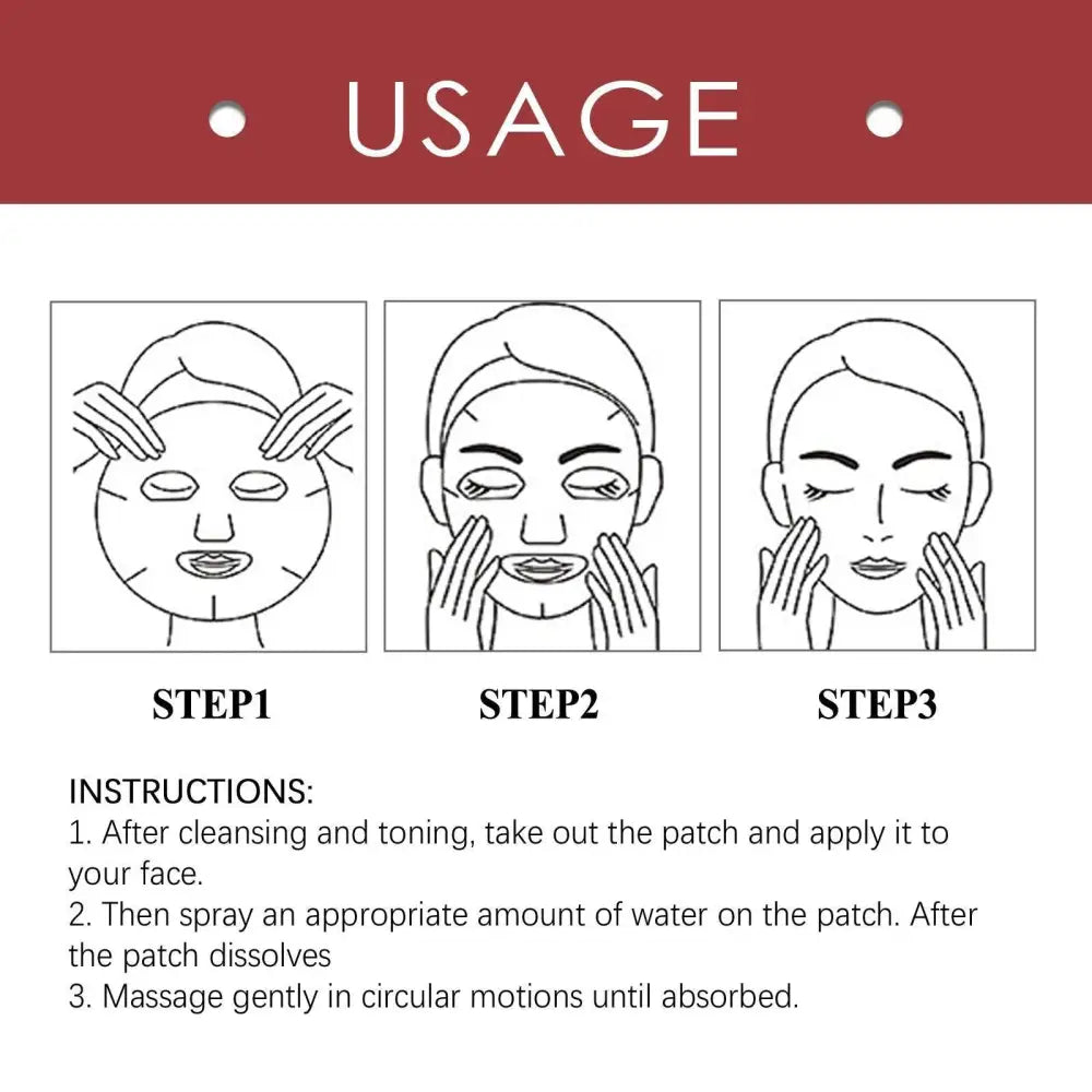White anti-aging collagen mask patch with dotted grid pattern to reduce wrinkles fine lines and improve skin elasticity