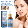Jay suing anti-aging facial firming serum in a sleek amber glass bottle with gold dropper cap and blue label