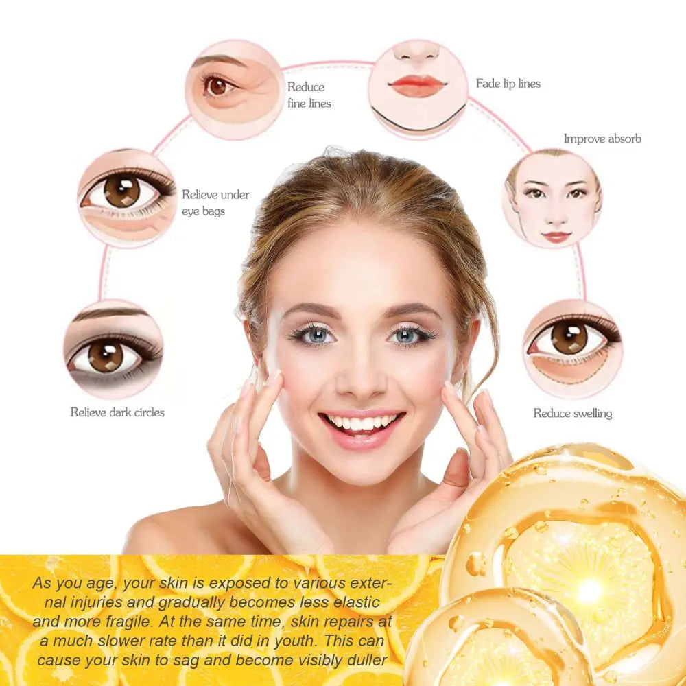 Golden honey-like gel with lemon slices in jaysuing anti-aging facial firming serum for youthful skin care
