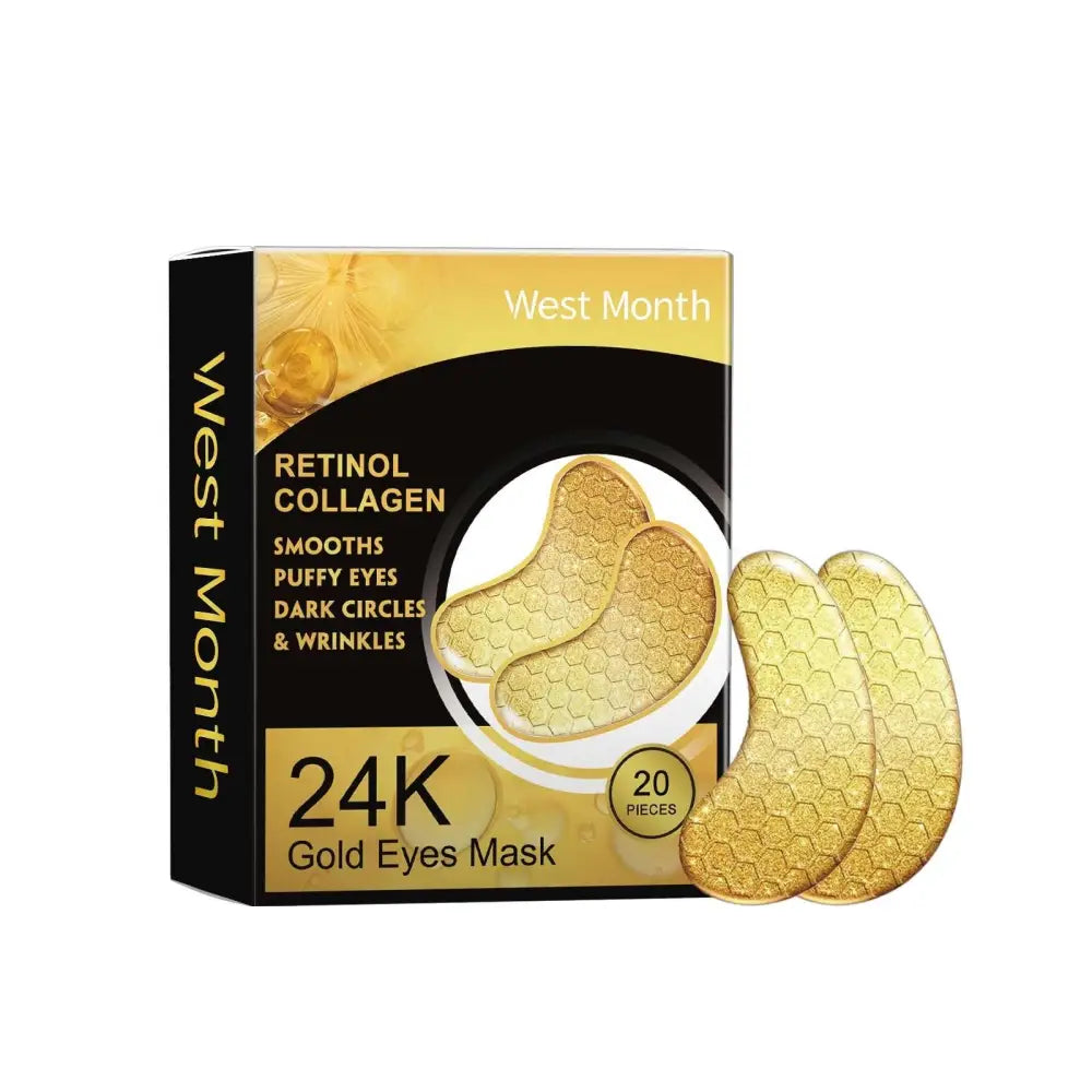 West month 24k gold eyes mask with shimmering golden patches and hexagonal texture for anti aging golden care