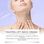 Anti-aging neck cream with silver lid, lighten lift formula smoothing fine lines, light texture, quickly absorbed non-greasy