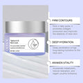 Lavender anti-aging neck cream jar with silver lid by ouhoe for smoothing fine lines and firming skin