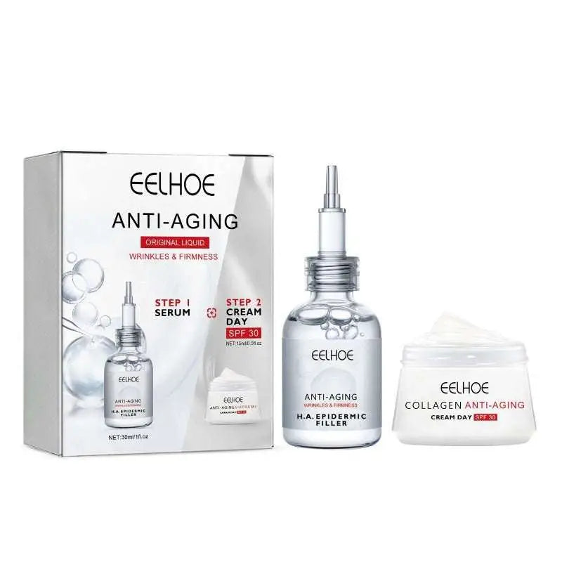 Eelhoe anti-aging serum in clear glass bottle with silver dropper cap from anti-aging skin rejuvenation water bank set