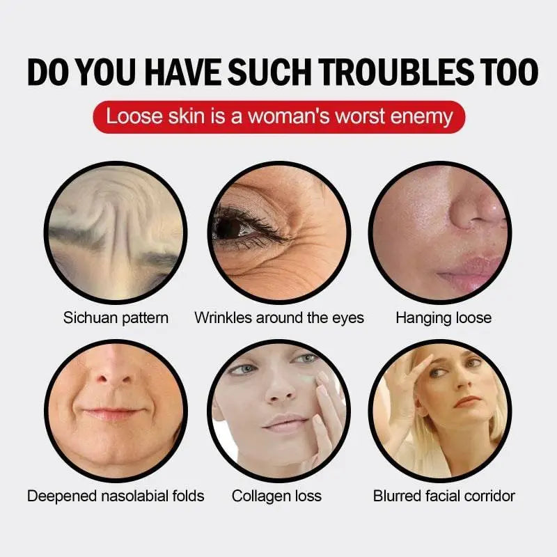 The anti-aging skin rejuvenation firming water bank set highlights common signs of aging including loose skin and fading wrinkles