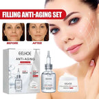 Eelhoe anti-aging skin rejuvenation water bank set with silver serum bottle and white cream jar for fading wrinkle care