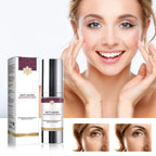 Silver-toned anti-aging regenerating serum bottle with purple and gold band for wrinkle hydrating care solution