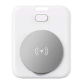 White rectangular apple wireless charger with silver circular charging pad for locator pet tracking device