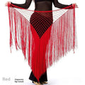 Red fringe dance argentina style triangular binder shawl with mesh net design for hip scarf use