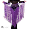 Argentina style triangular binder shawl dark purple fringe dance shawl with mesh top and long flowing tassels