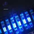 Blue electric aromatherapy mosquito lamp with glowing uv lights and visible lightning bolts as an effective mosquito killer electric uv insect device