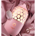Asakusa pink aroma diffuser with pink honeycomb-patterned translucent top and smooth body releasing gentle mist