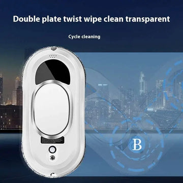 White double-plate twist wipe clean transparent glass cleaner with sleek oval-shaped design and silver accents for high altitude cleaning machine