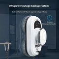White automatic high altitude cleaning machine with silver metallic handle gray microfiber pads and sleek oval-shaped design