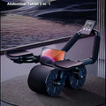 Black automatic rebound abdominal wheel with digital display and phone mount for effective core workouts