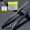 Black hexagonal-grip automatic spring self-defense baton with silver 4142 alloy steel shaft for car and personal use
