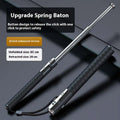 Silver and black automatic spring self-defense baton with aluminium alloy construction and honeycomb textured grip