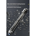 Black alloy steel self-defense baton with hexagonal grip and silver accents featuring automatic spring design