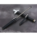 Automatic spring silver self-defense baton with black textured grip and aluminium alloy construction for protection