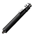 Black textured grip automatic spring silver self-defense baton with aluminium alloy construction and metal clip and tip