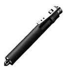 Black textured grip automatic spring silver self-defense baton with aluminium alloy construction and metal clip and tip