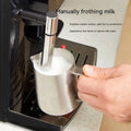 Stainless steel milk frothing pitcher with reflective surface and sturdy handle for automatic touch screen small coffee machine