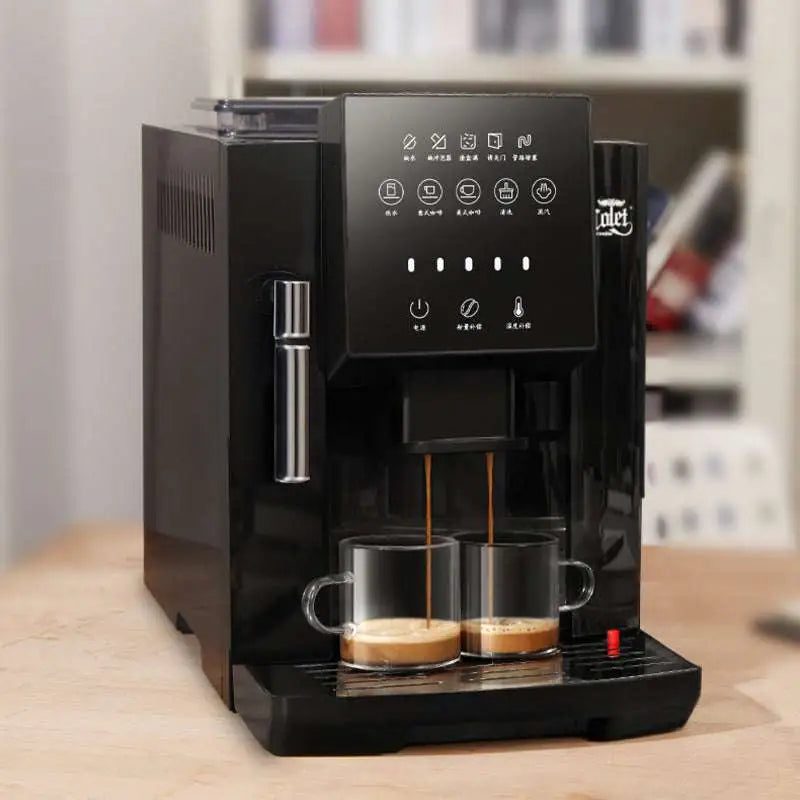 Black de longhi small coffee machine with automatic touch screen and sleek modern design for easy espresso making