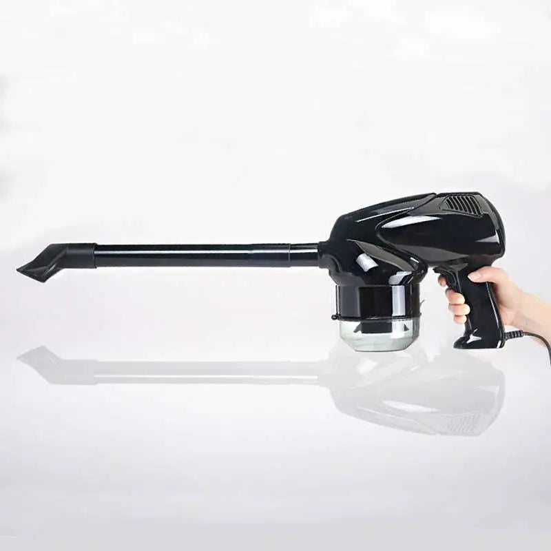Black handheld automobile household dry wet vacuum cleaner with transparent dust container and ergonomic design