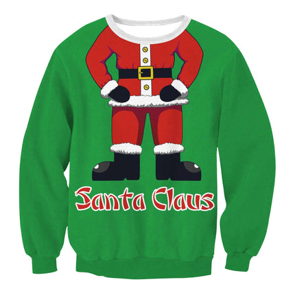 Autumn Winter Fashion Ugly Christmas Sweater Santa Elf Funny Pullover Womens Mens Print Sweaters Tops Clothing - Royalessencelux