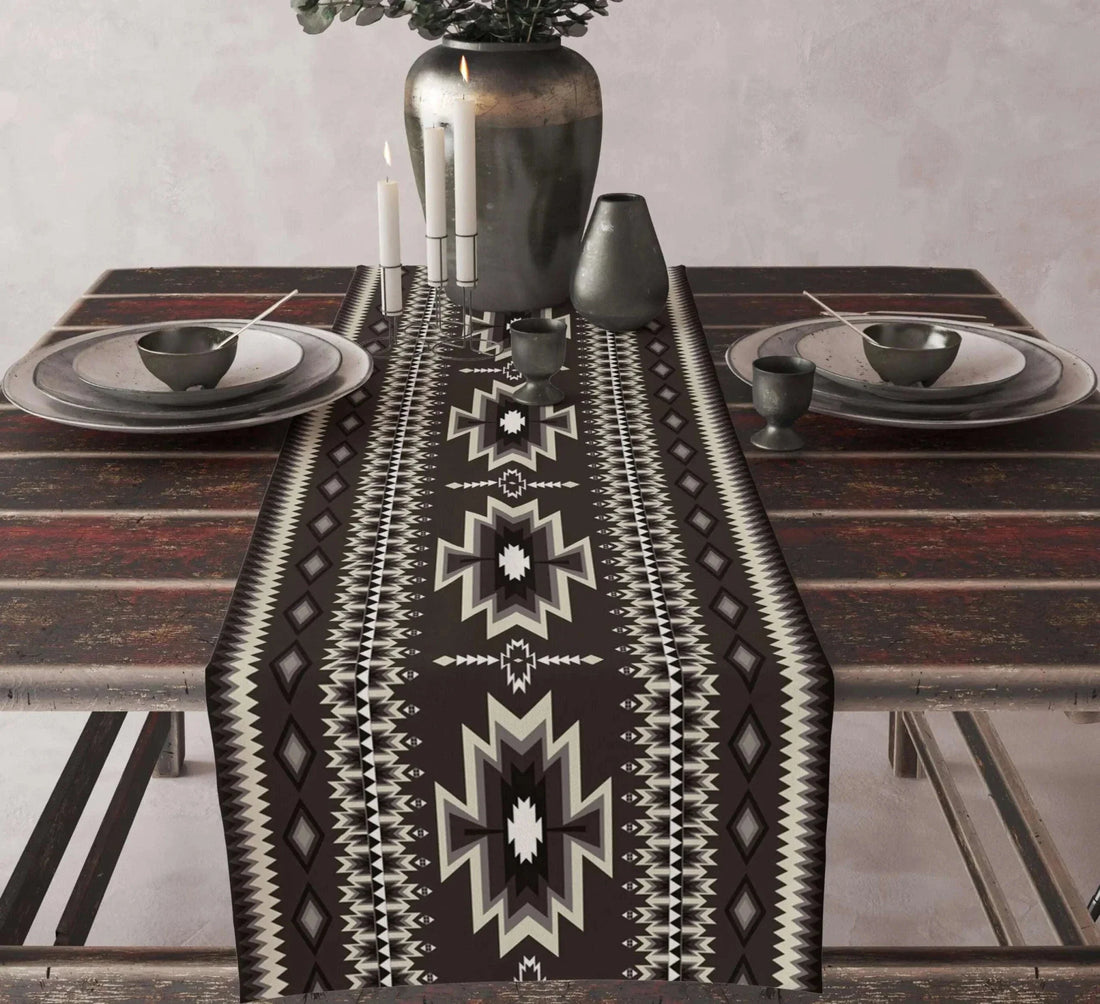 Aztec Tribal Print Table Runner Southwest Boho Decor 13x90in - Royalessencelux