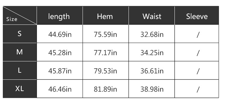 The table displays size measurements including length, hem, waist, and sleeve for the retro pattern v neck sexy halter dress in sizes s through xl.