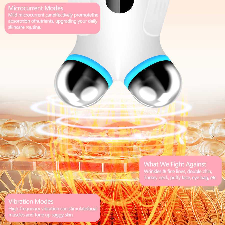 Microcurrent Facial Toning Device - LED Face Lifting & Skincare Absorption Beauty Tool