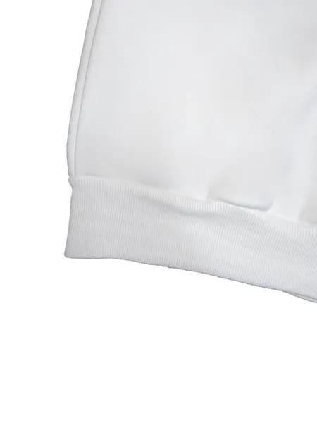 white cotton sweatshirt cuff with ribbed knit detailing on a women cowboy boots print round neck pullover