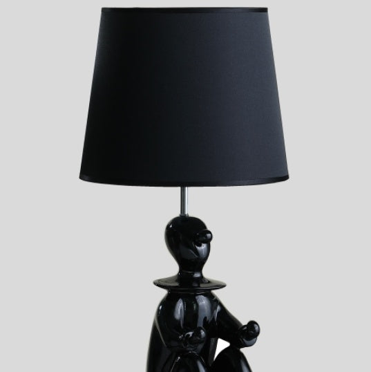Black modern clown resin table lamp with phone holder – view 3
