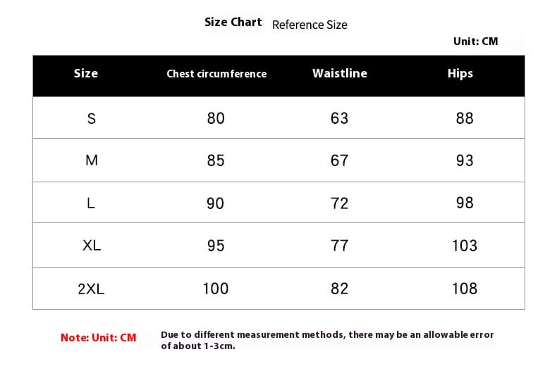 Size chart displaying measurements in centimeters for sizes s through 2xl of the red beaded long sleeve formal evening gown.
