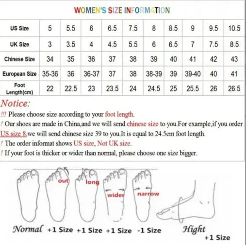 women’s size conversion chart for nude stiletto toe high heel rhinestone sandals with foot length measurements and us uk chinese european sizing guides