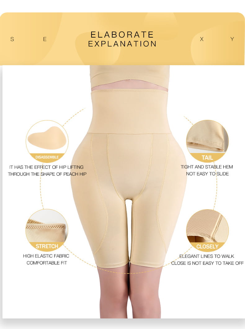 Beige high waist body shaper made of stretchy elastic fabric with a snug stable fit designed for tummy control and butt lifting fat burning high shaping.
