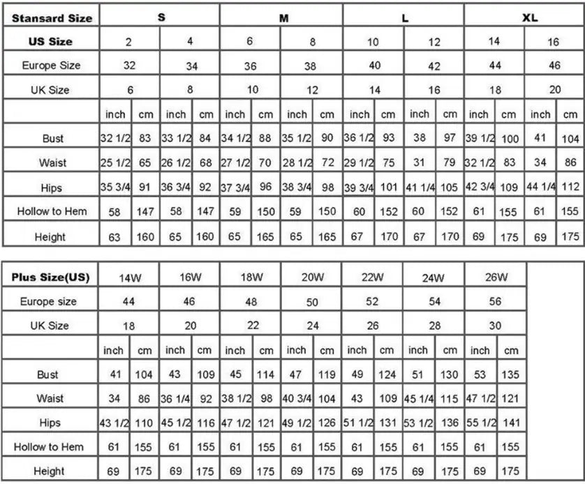 Size conversion chart for clothing displaying us europe and uk sizes across standard and plus size categories for the diamond grey banquet beaded evening dress ideal for grey banquet party wear.
