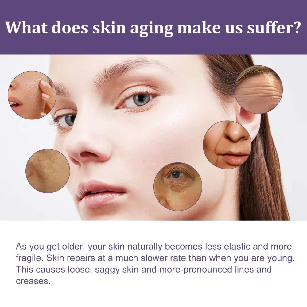 A woman with fair skin and light brown hair showing signs of aging in bakuchiol collagen anti-aging firming skin care