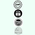 Black and white certification seals including gmp nsf fda registered facility and made in usa on balance women’s multivitamins to support immune function with nettle root