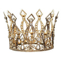 Baroque golden birthday crown cake decoration in gold with clear crystals and intricate filigree detailing