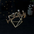 Gold geometric female crown adorned with sparkling black and clear crystals baroque vintage bridal jewelry