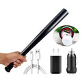 Black baseball bat powerbank usb charging stick with integrated led bulbs flashlight torch and multiple accessories