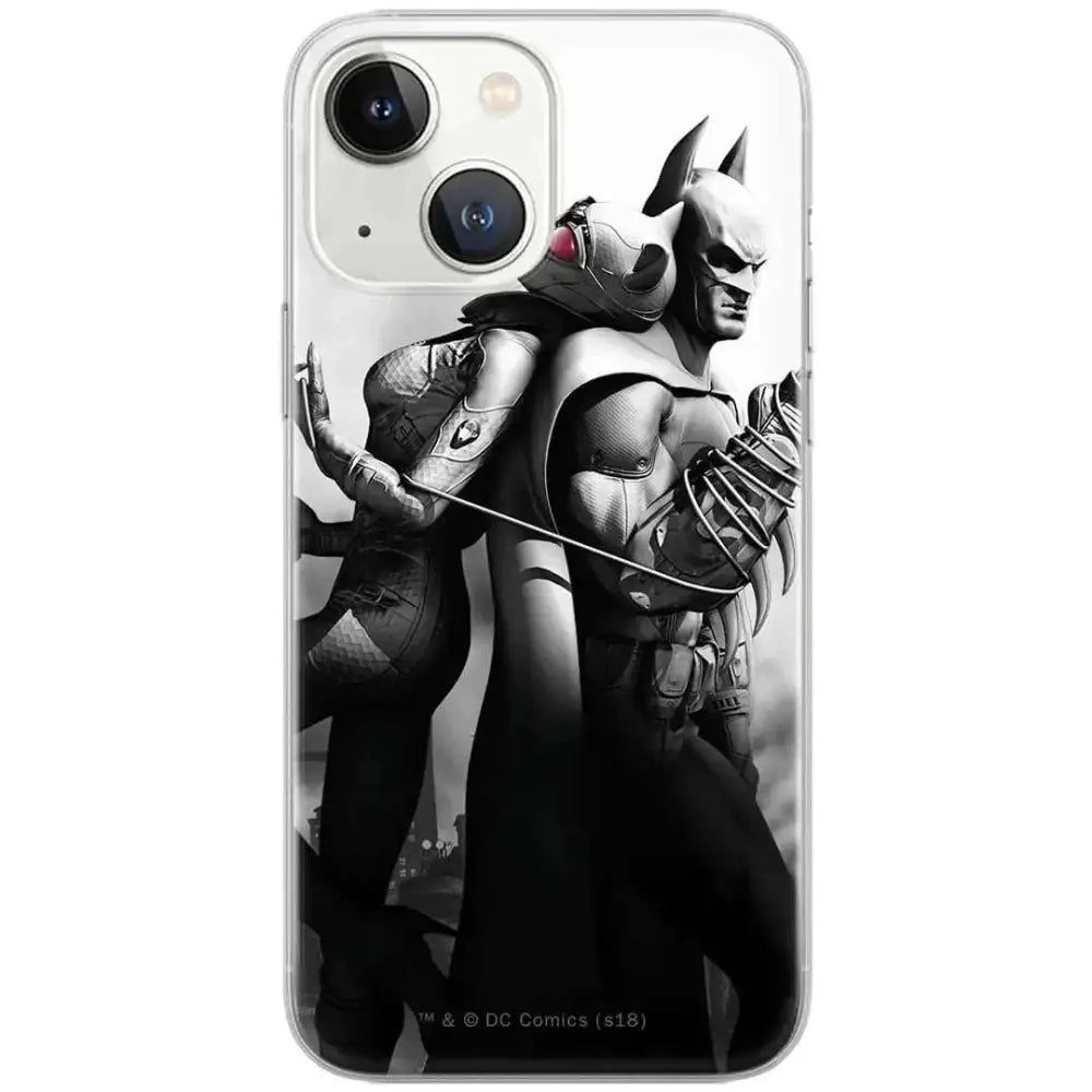 Clear thermoplastic polyurethane batman catwoman iphone 13 mobile phone case with black and white illustration on back side