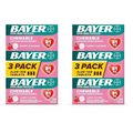 Bayer aspirin low dose cherry chewable tablets in a 3-pack box for heart attack prevention containing 216 tablets