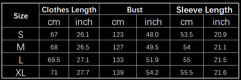 Size chart for a pink oversized turtleneck pullover sweatshirt solid color showing measurements in centimeters and inches from size S to XL.