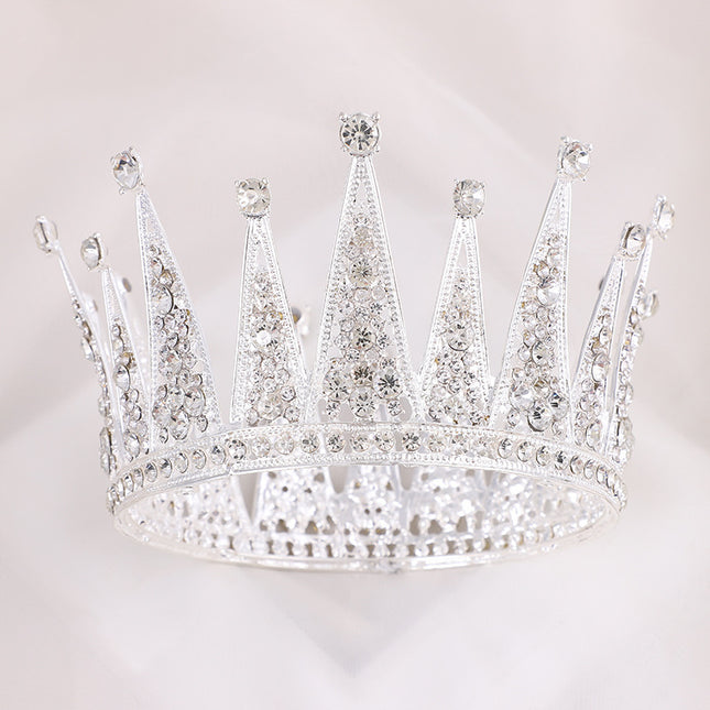 Alloy Retro Round Bridal Crown Hair Ornament - Royalessencelux