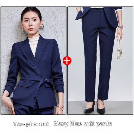 Long Sleeve Small Suit Collar Coat Women's Shirt Pants Suit - Royalessencelux