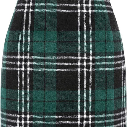 Women's High Waist Plaid Tight Pencil Wool Mini Skirt - Royalessencelux